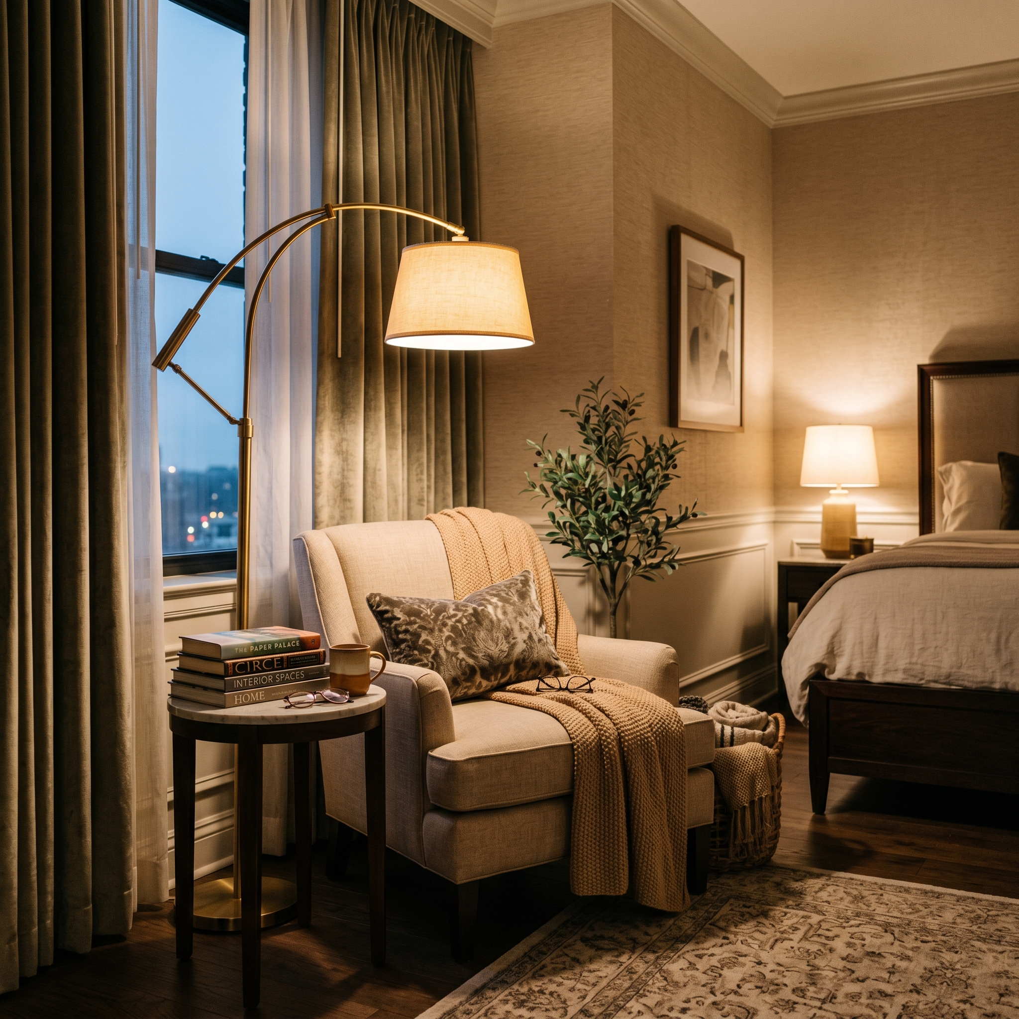 Adjustable Brass Arc Floor Lamp