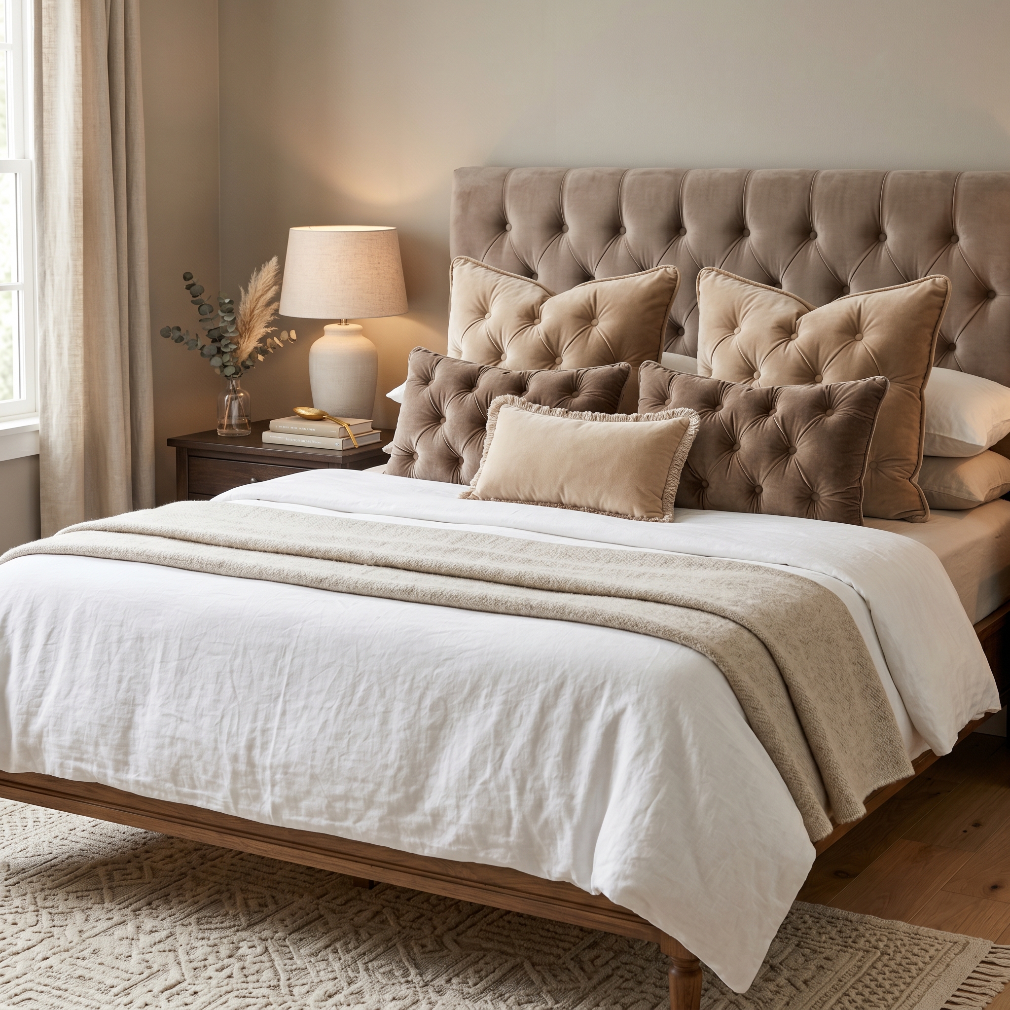 Tufted Velvet Throw Pillow Set