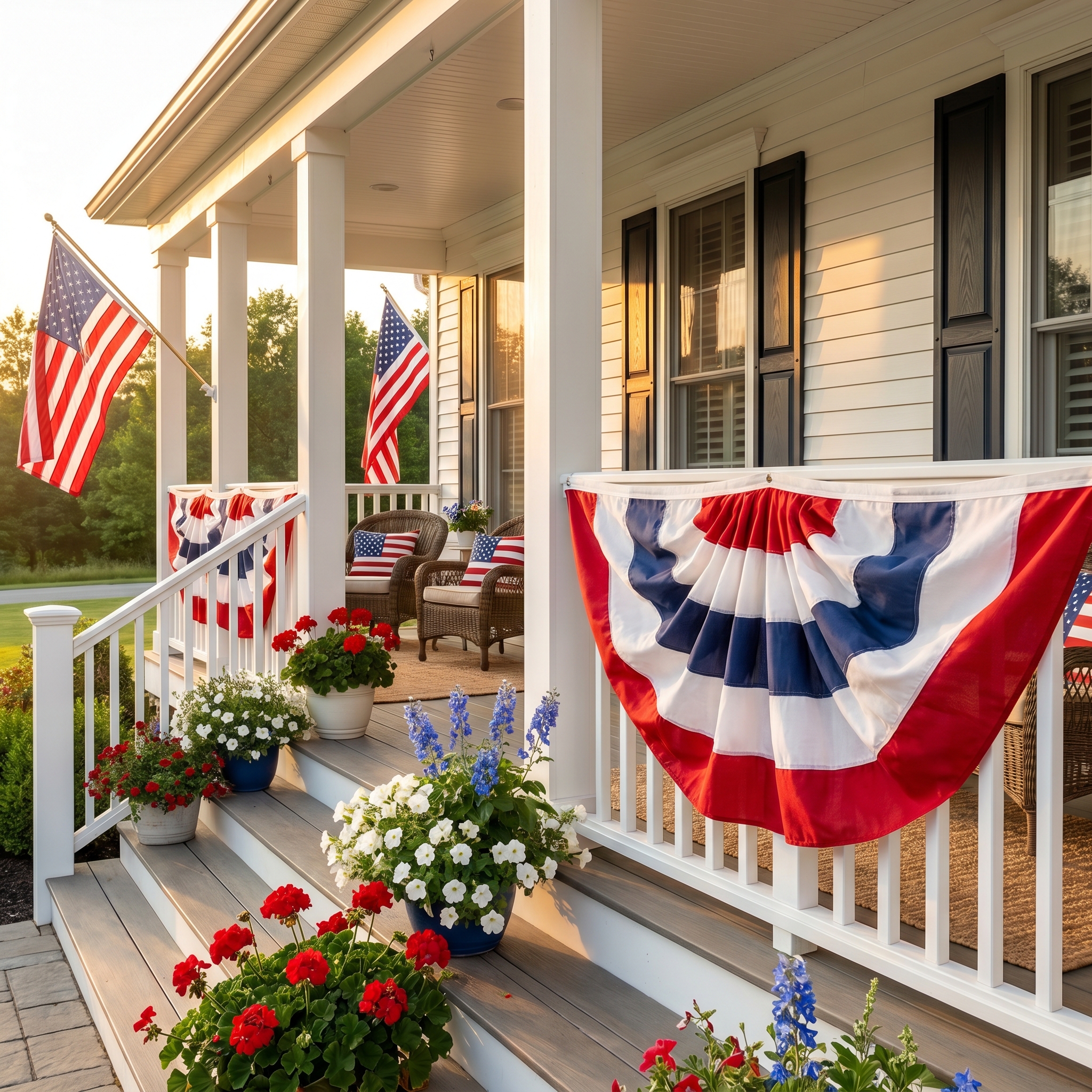 Patriotic Bunting Banner Red White Blue
