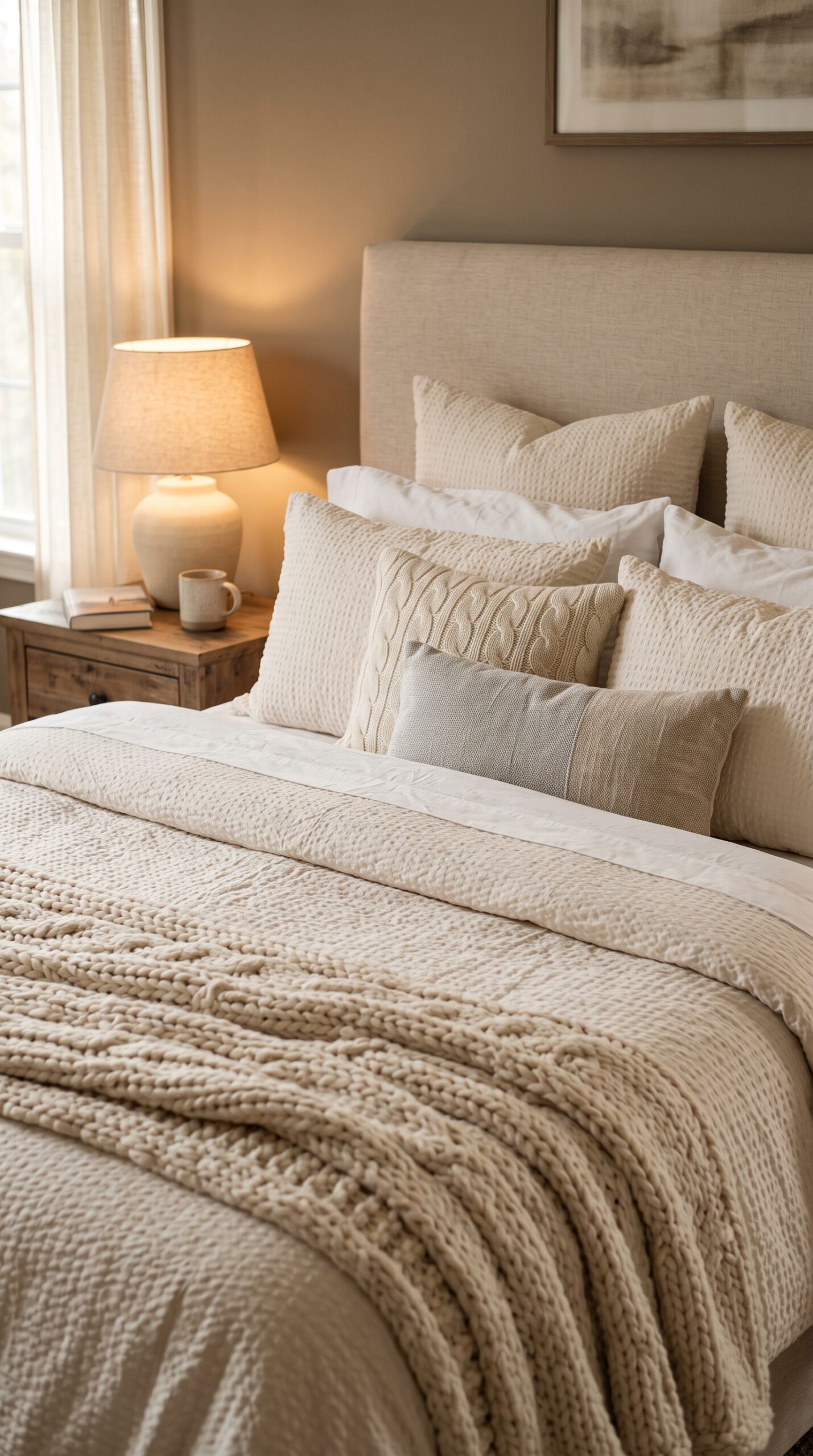 Cream Chenille Chunky Knit Throw Blanket