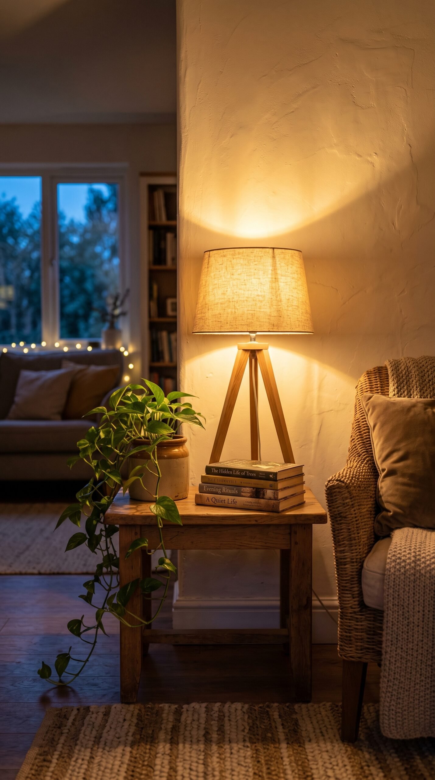 Tripod Table Lamp with Linen Beige Lampshade