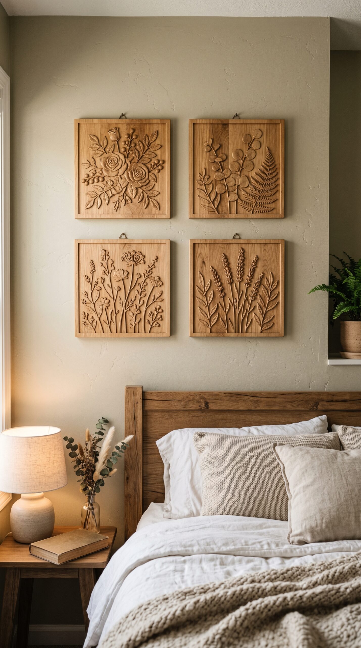 Wooden Floral Wall Decor (Set of 4)