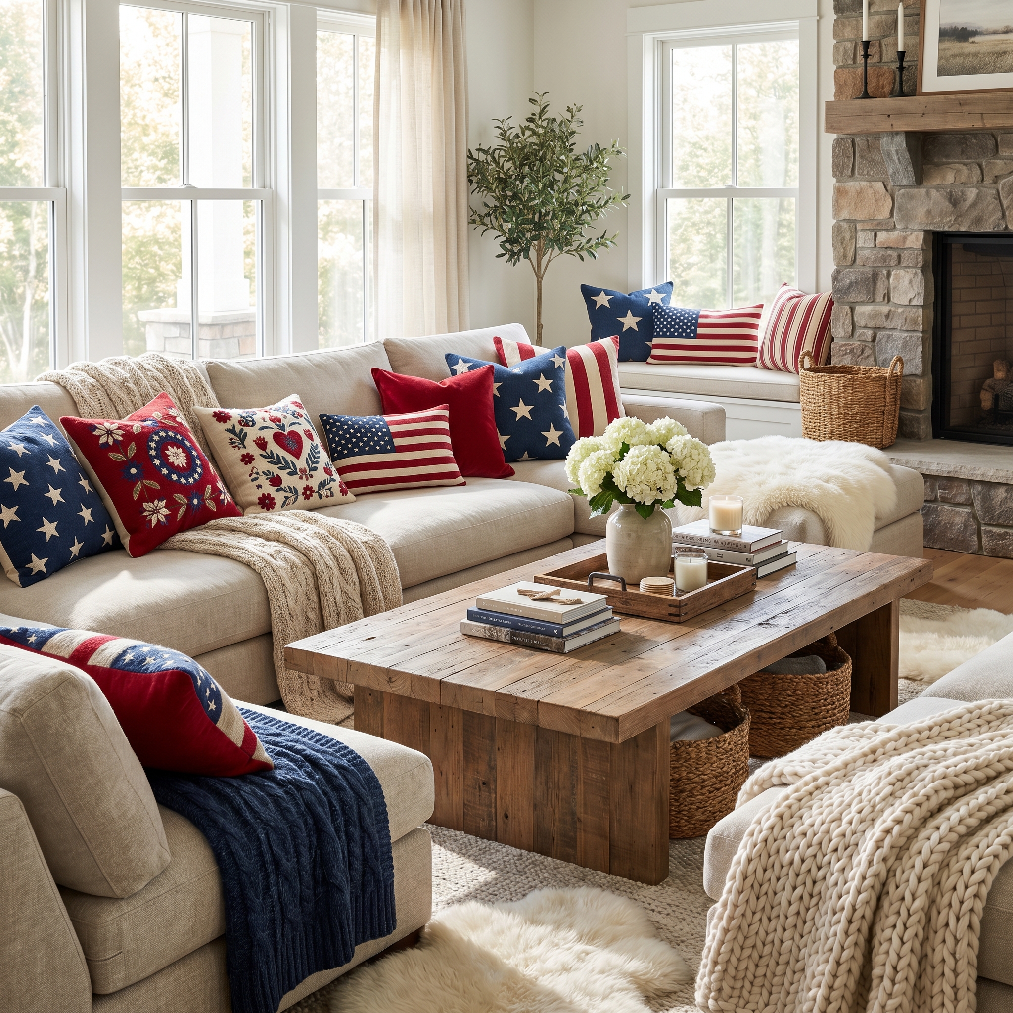 Patriotic Throw Pillow Covers Set of 4