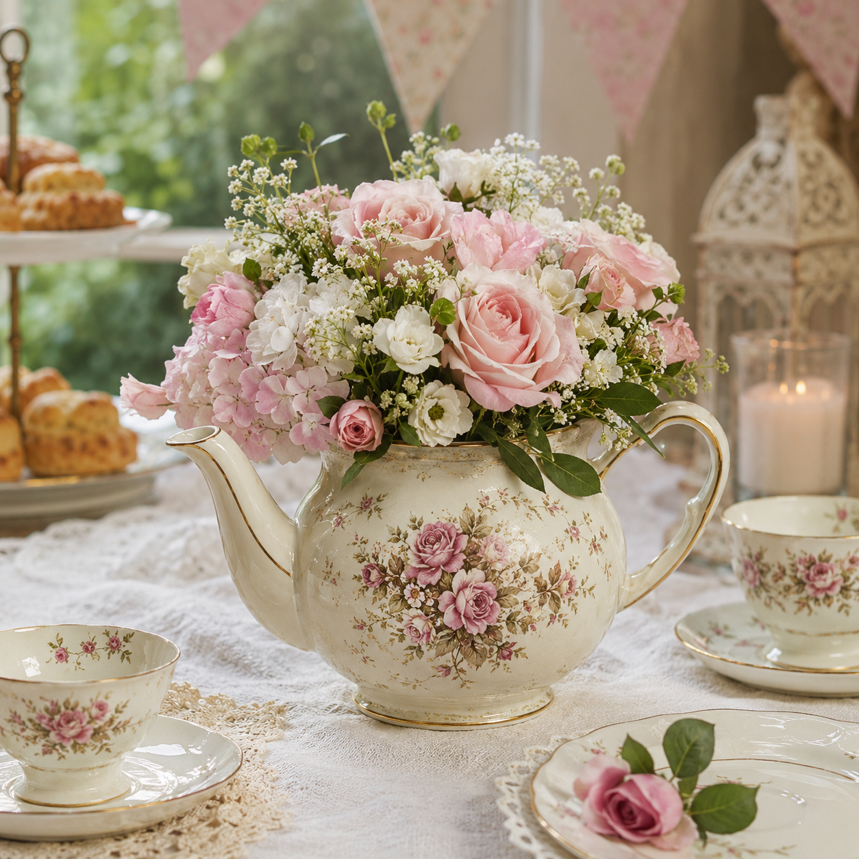 Vintage Teapot Vase Decoration