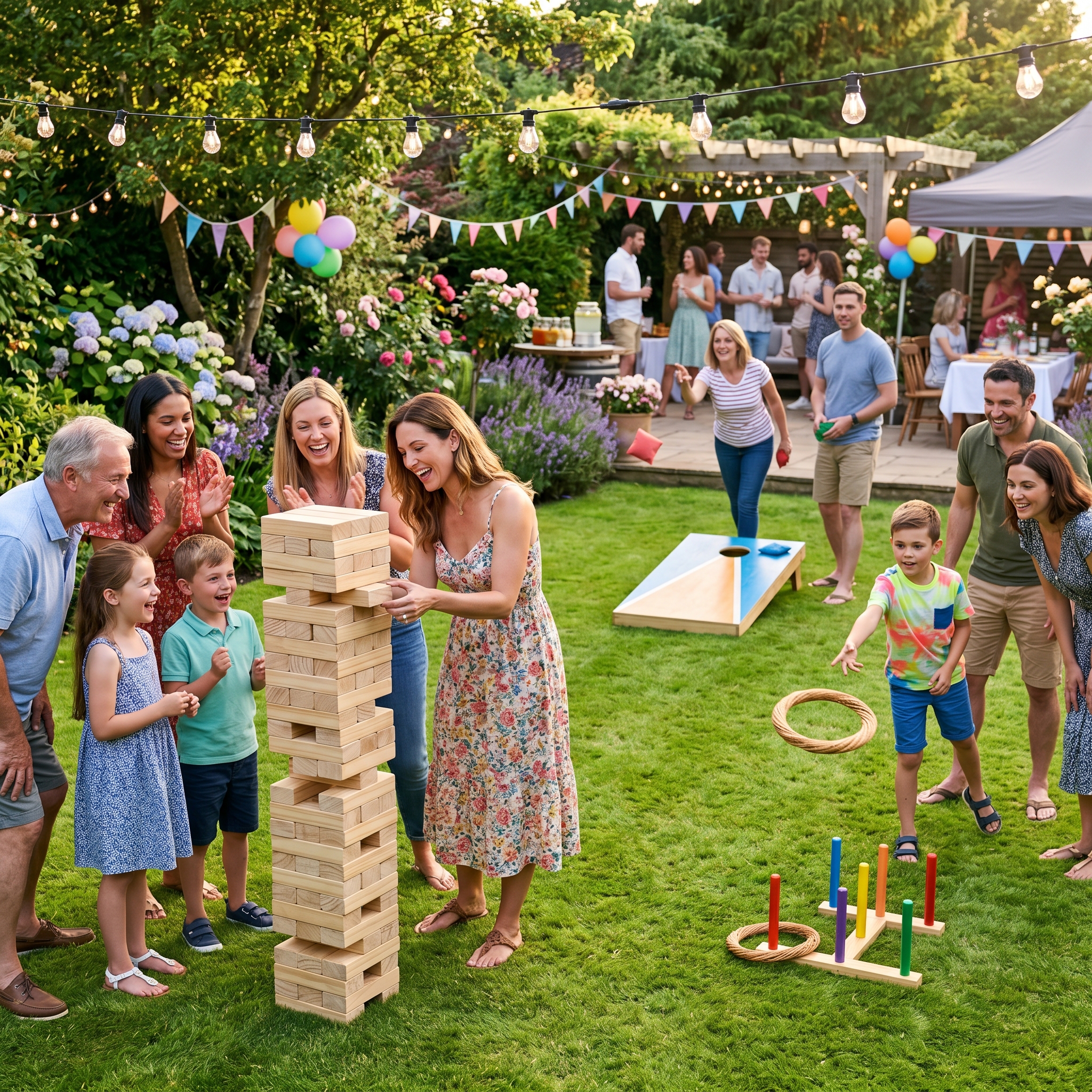 Giant Lawn Games Bundle Set (Jenga, Ring Toss, Cornhole)