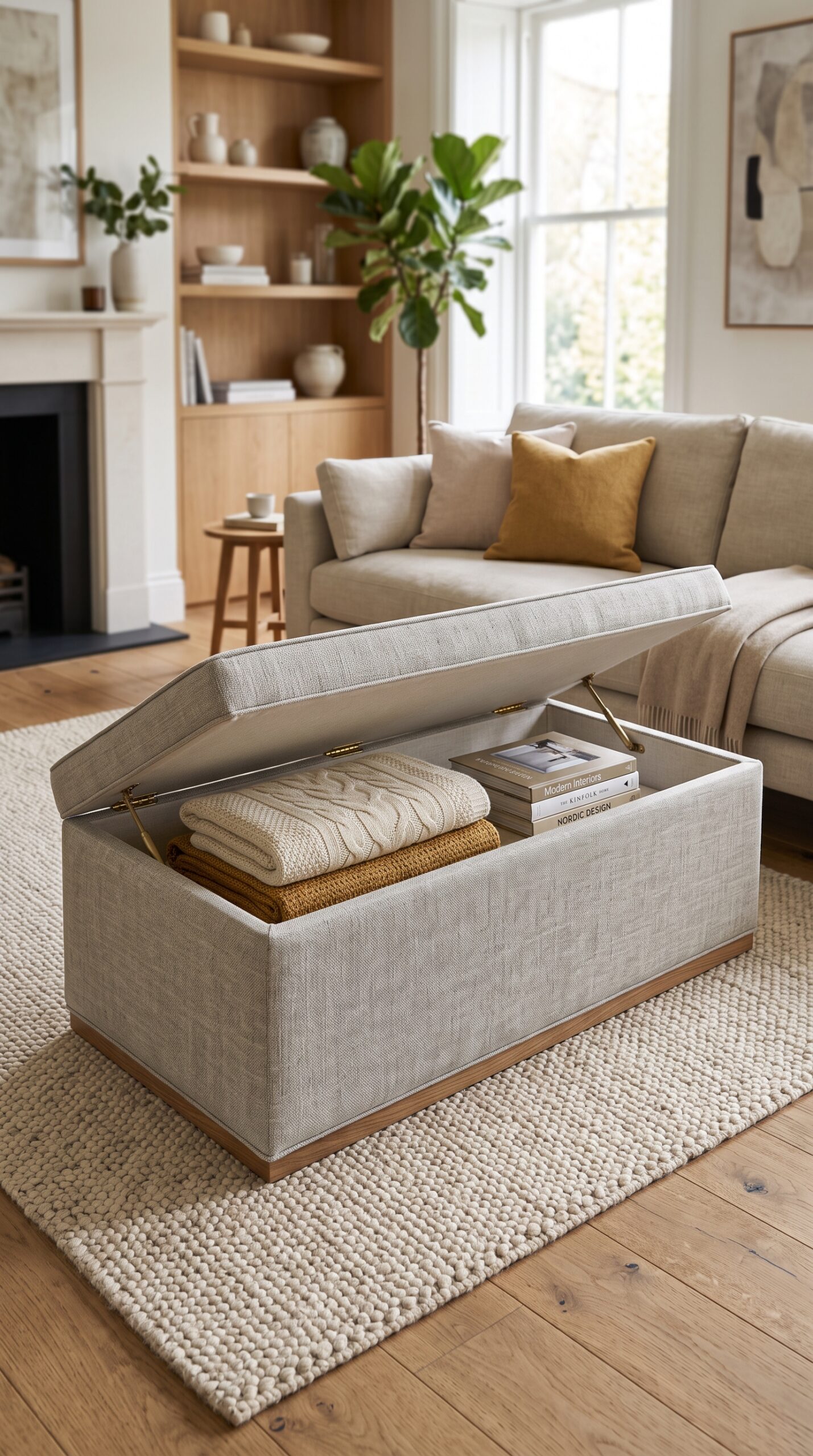 Amazon Basics Upholstered Storage Ottoman