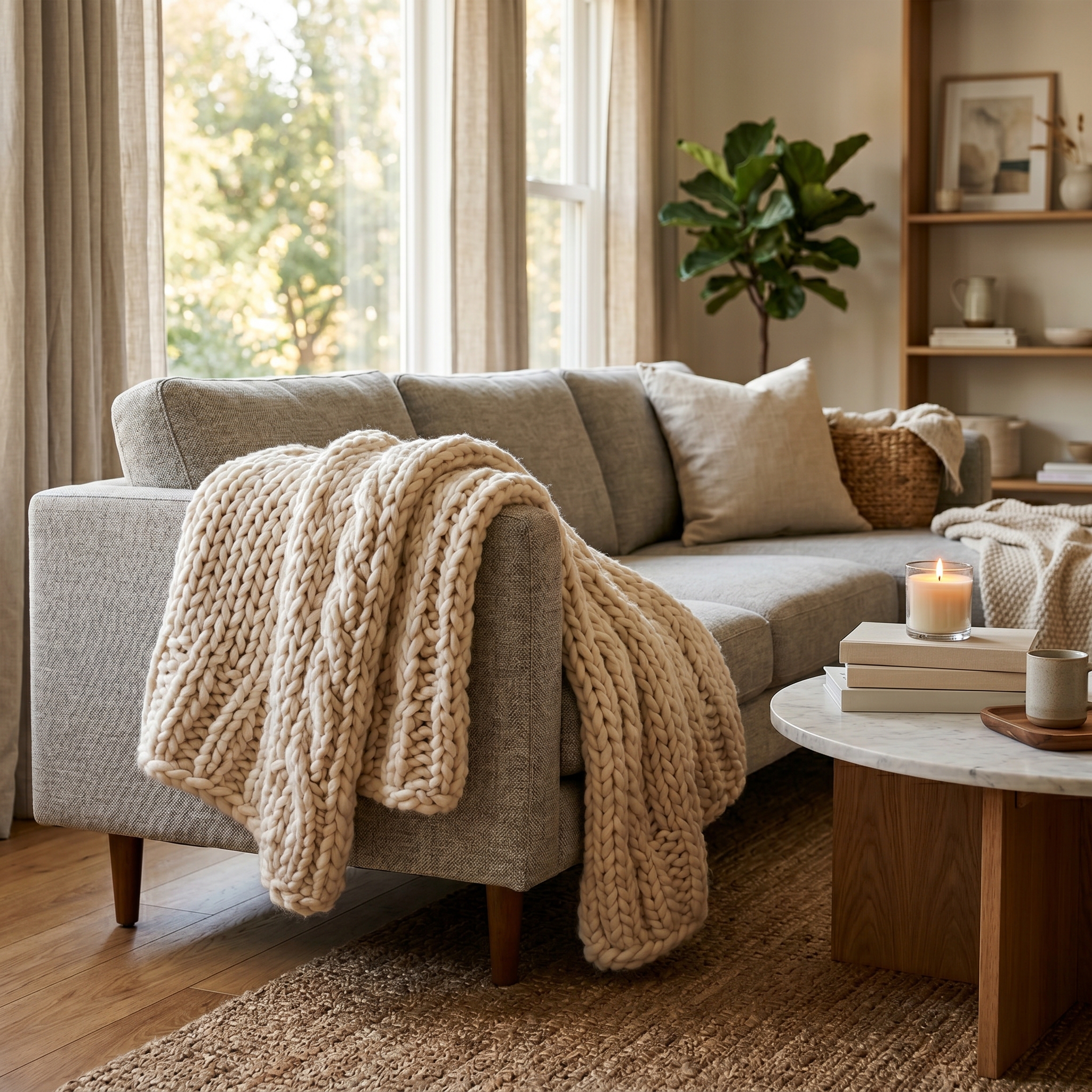Chunky Knit Throw Blanket
