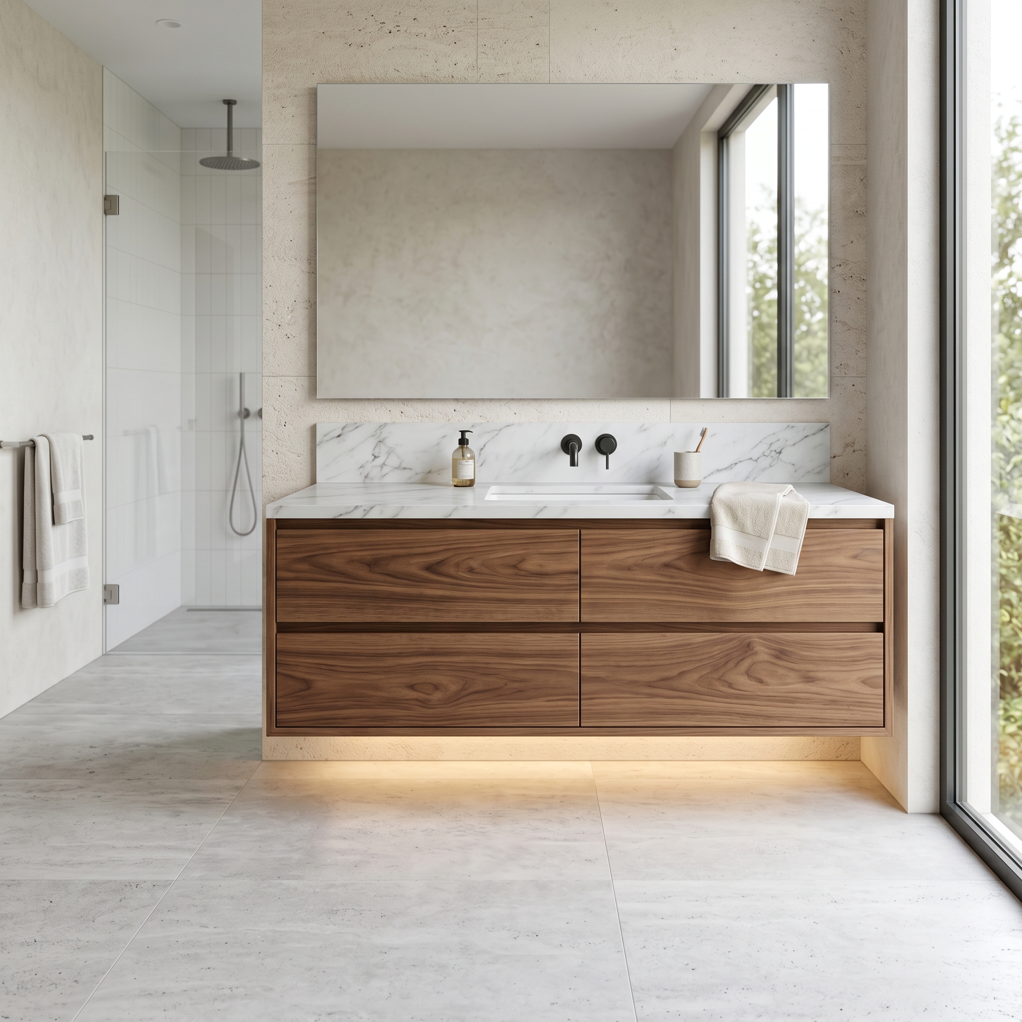 Floating Wall-Mounted Vanity with Drawers