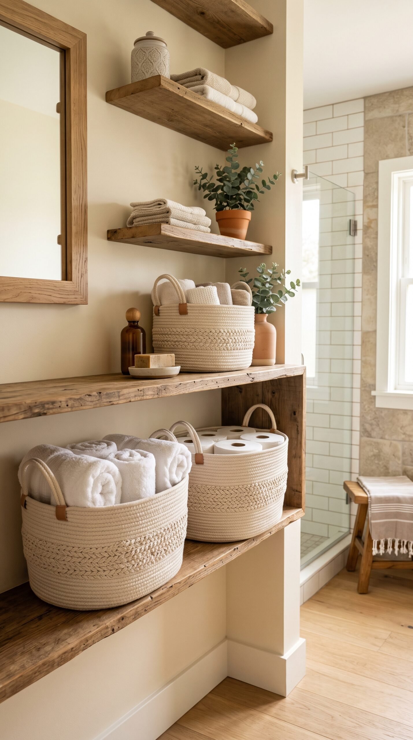 NaturalCozy Storage Cubes 11 Inch Cotton Rope Woven Baskets for Organizing