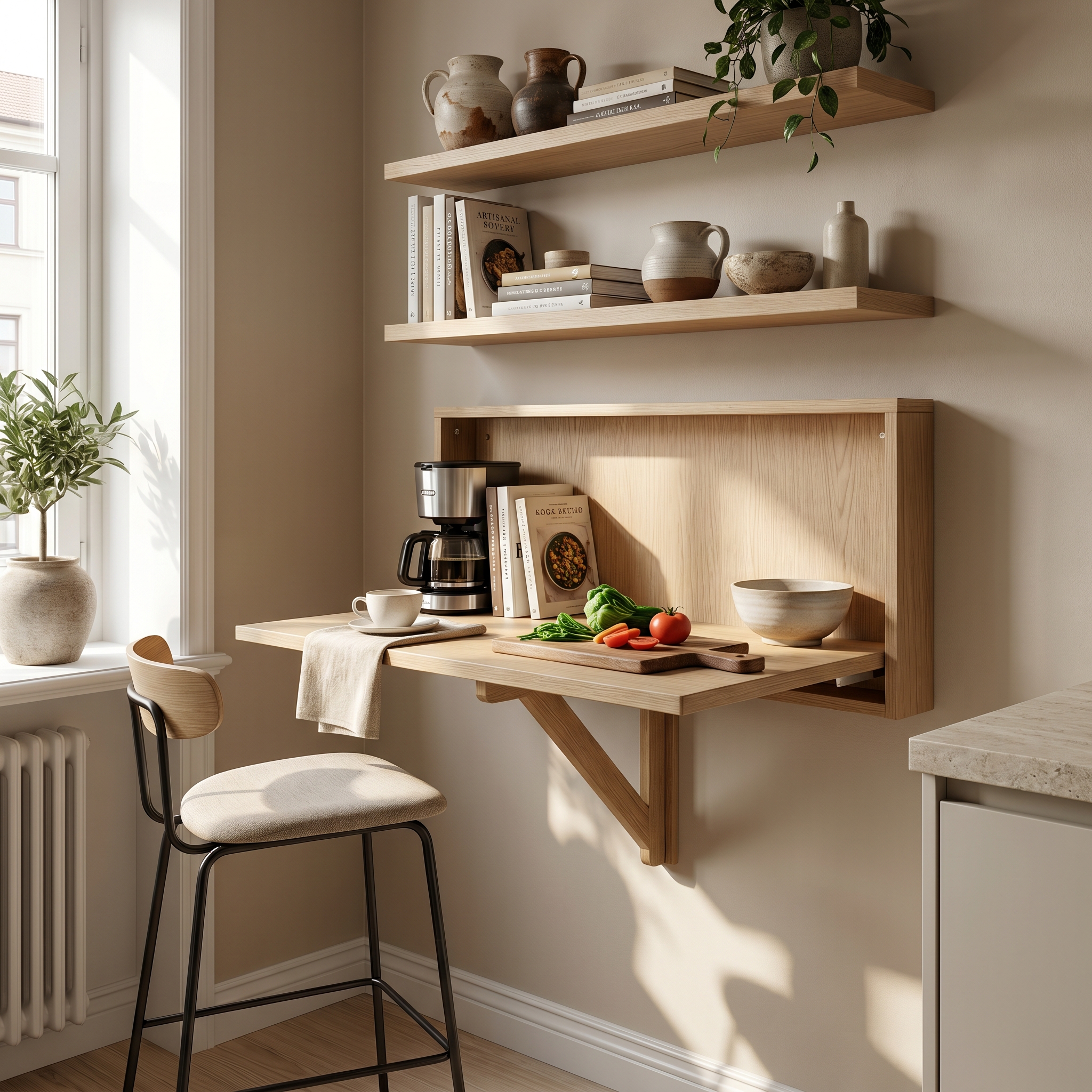 Wall-Mounted Fold-Down Table