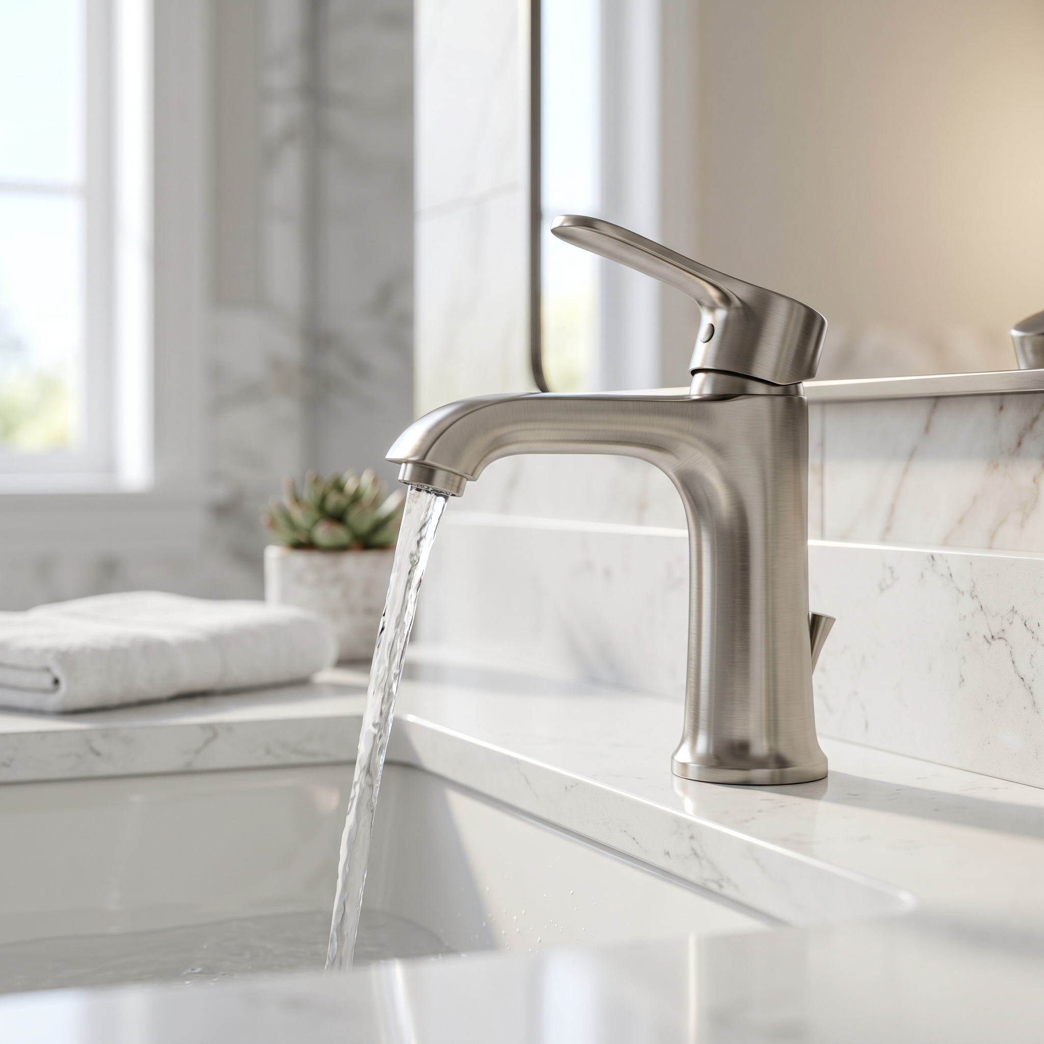 Single-Handle Bathroom Faucet in Brushed Nickel