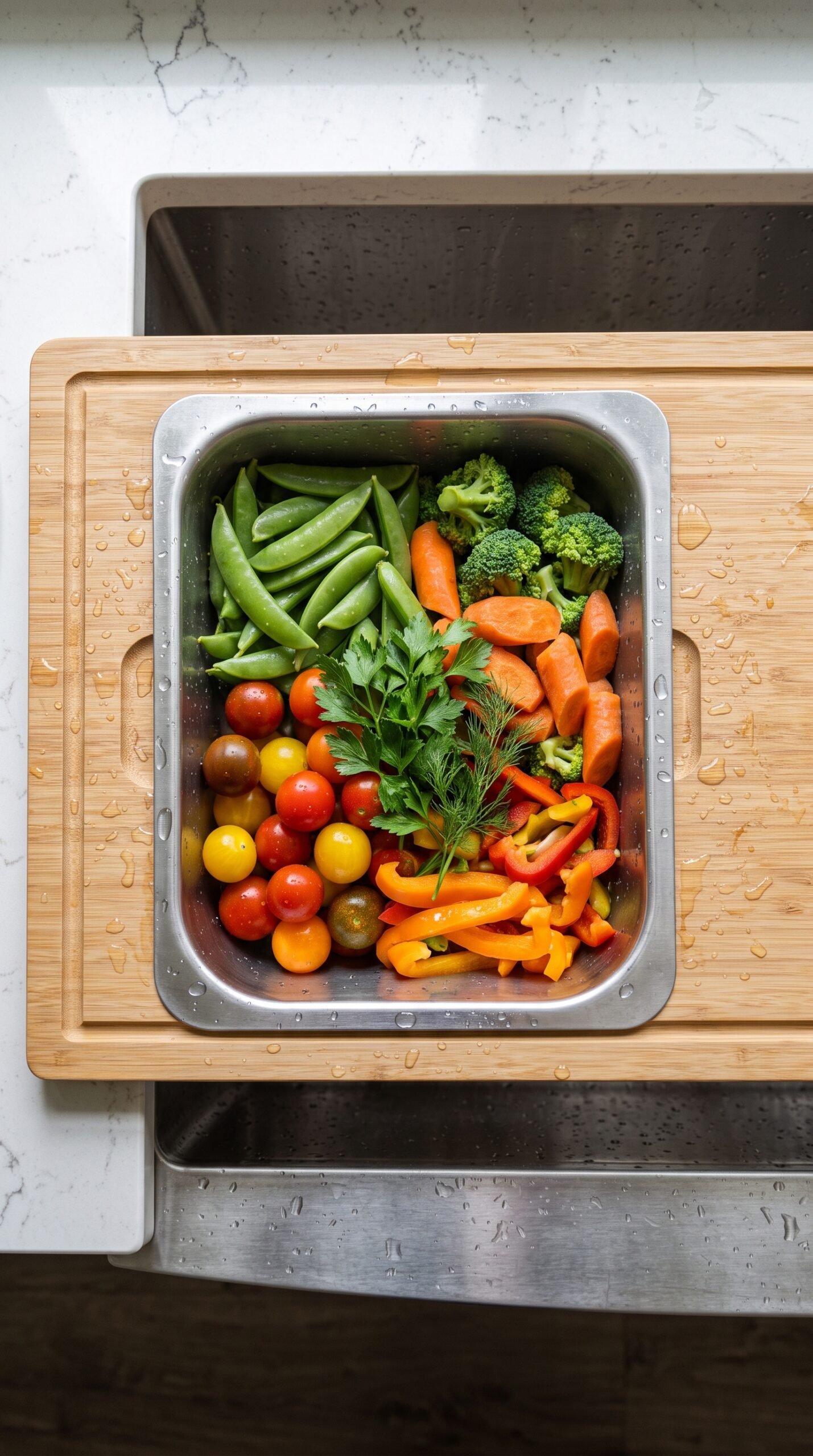 Over-the-Sink Cutting Board with Colander