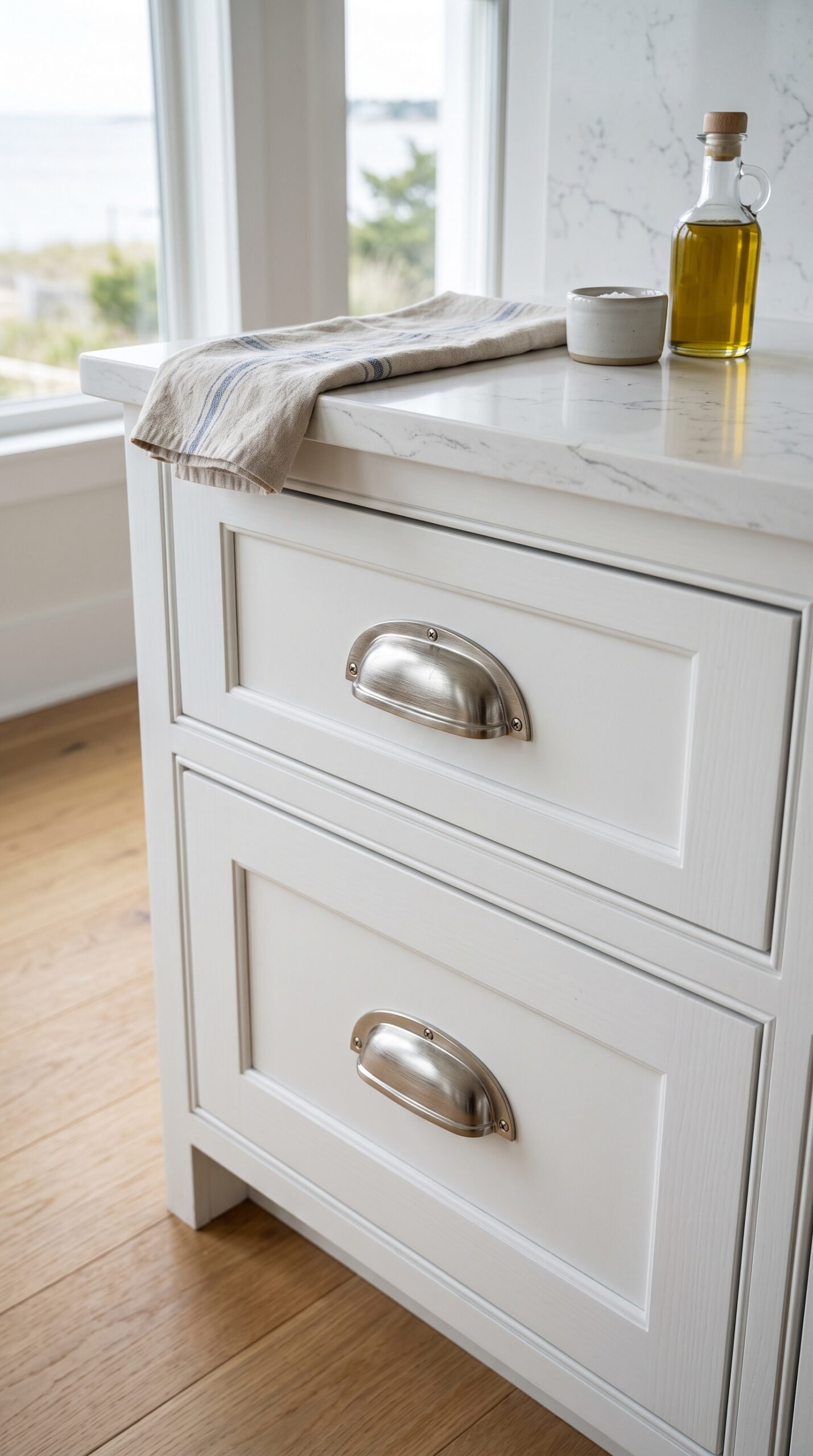 Shaker Cabinet Hardware Pulls (Cup Bar in Brushed Nickel)