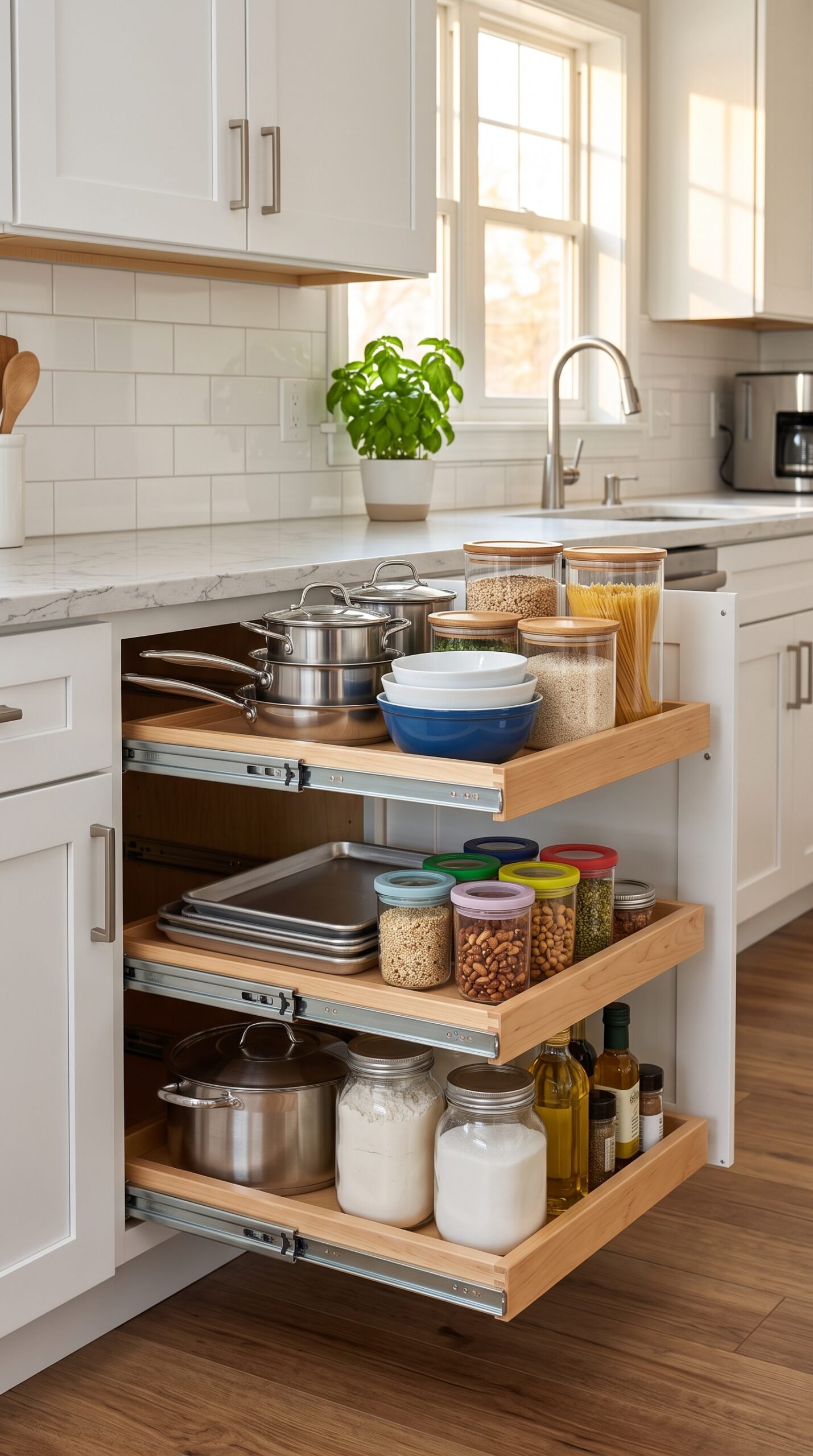 Stackable Pull-Out Cabinet Shelf Organizer