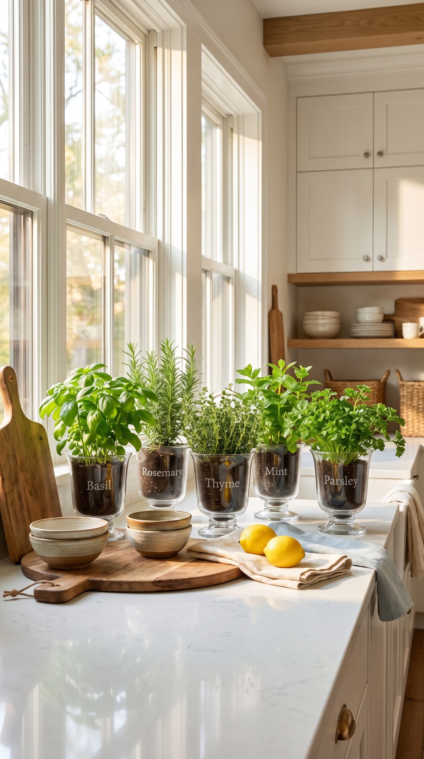 Glass Herb Planter Window Box Set