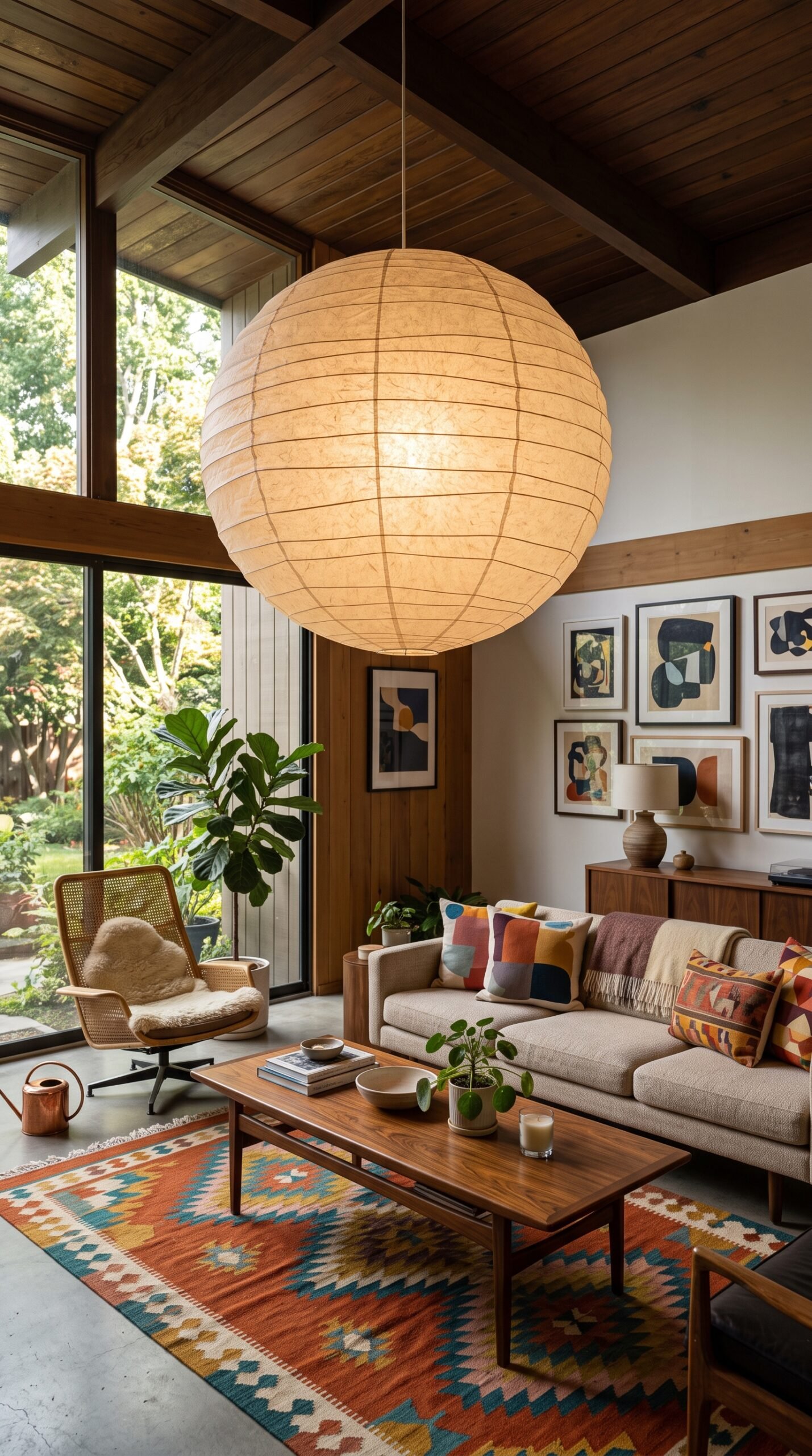 Noguchi Style Rice Paper Pendant Light