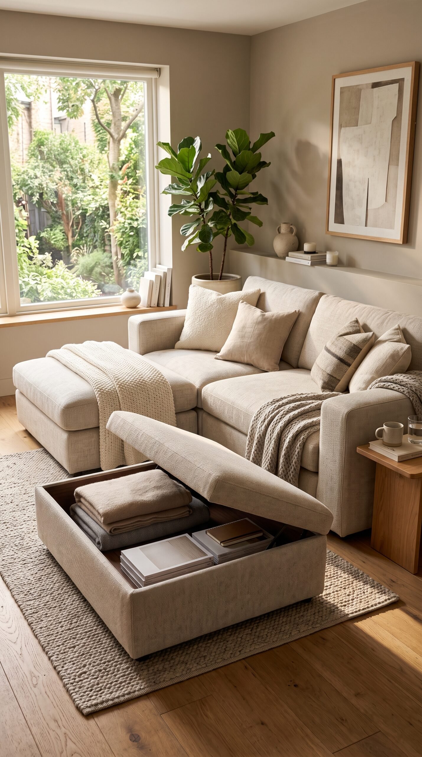 Modular Sectional Sofa with Storage Ottoman