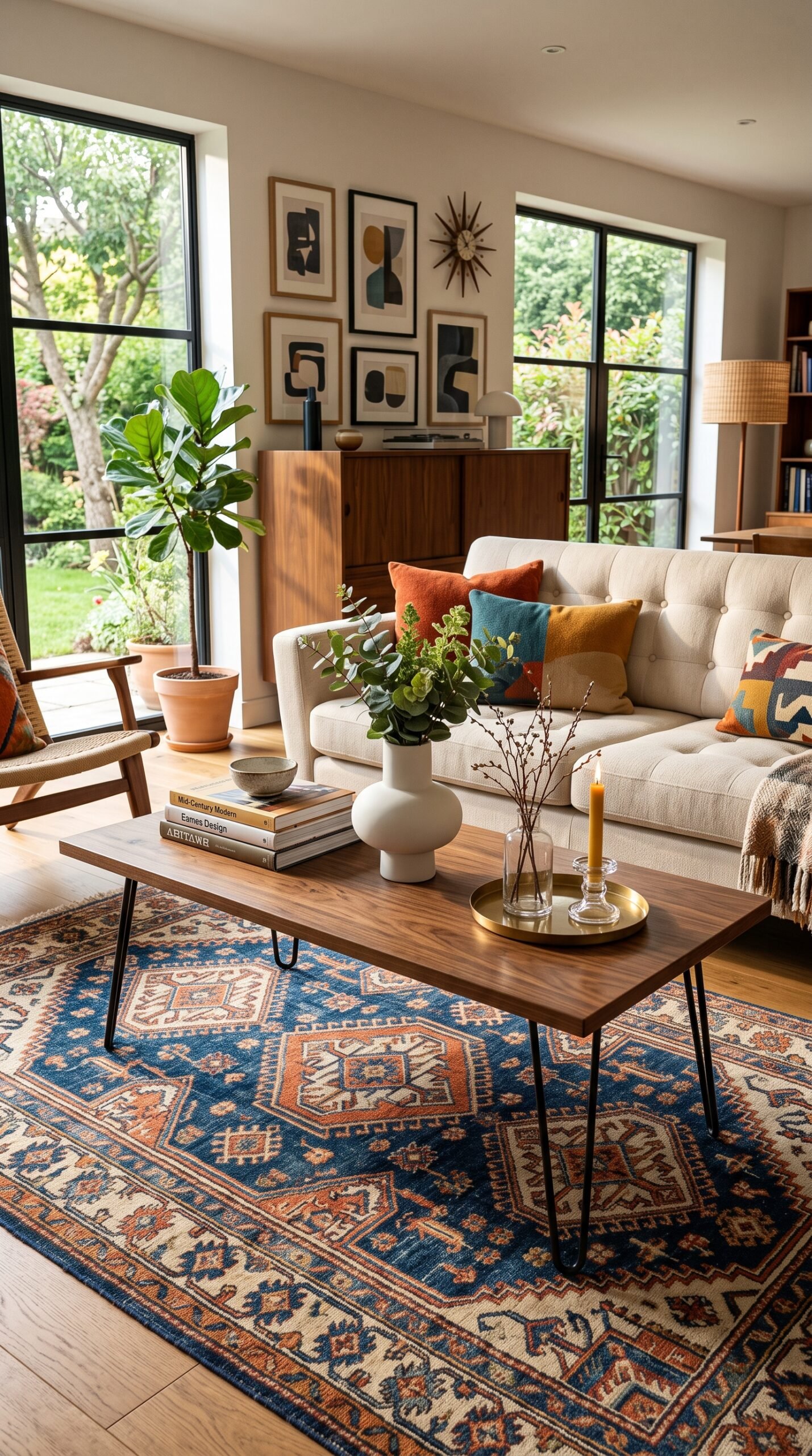 George Oliver Walnut Coffee Table with Hairpin Legs