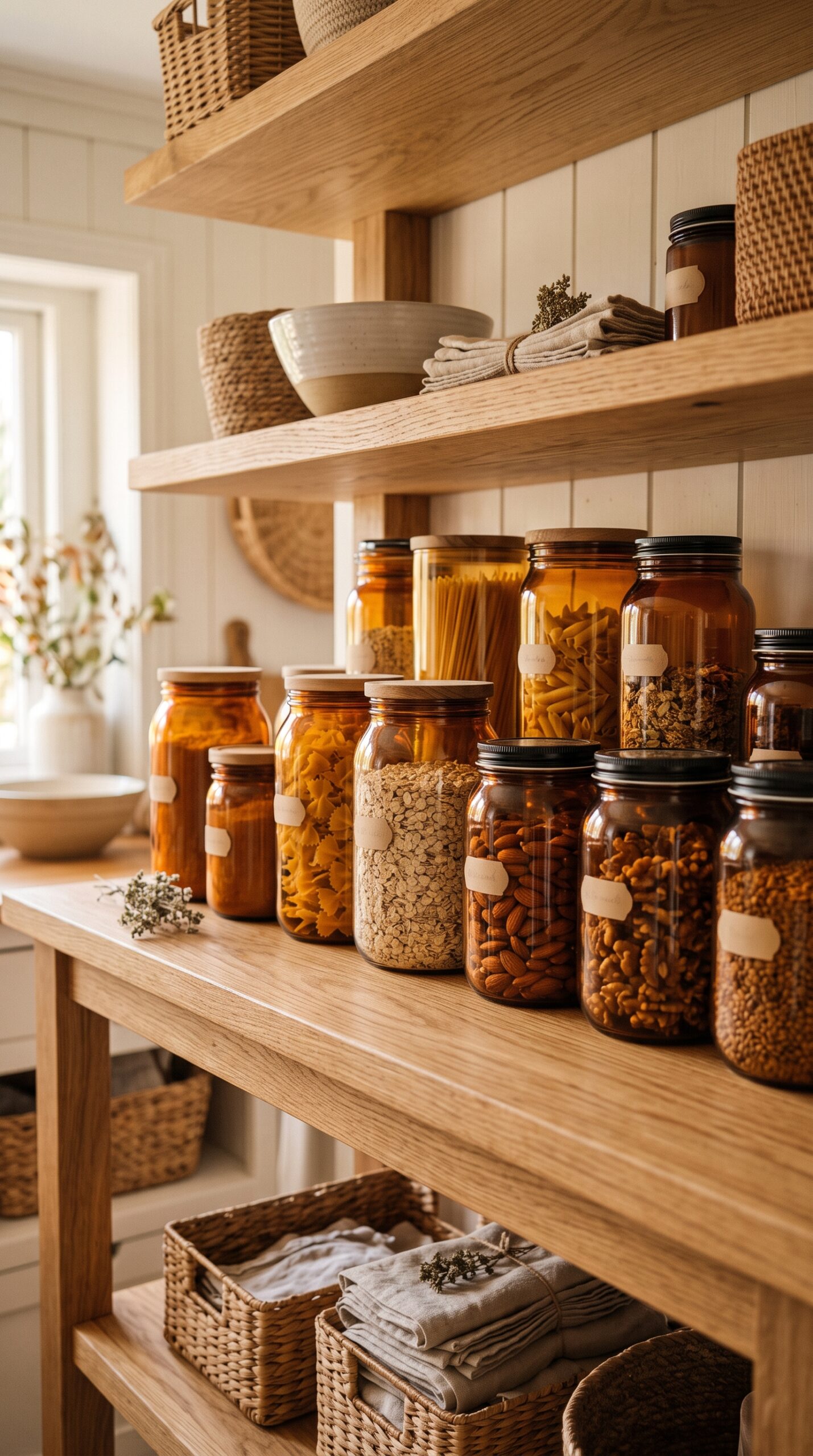 Amber Glass Pantry Jar Set
