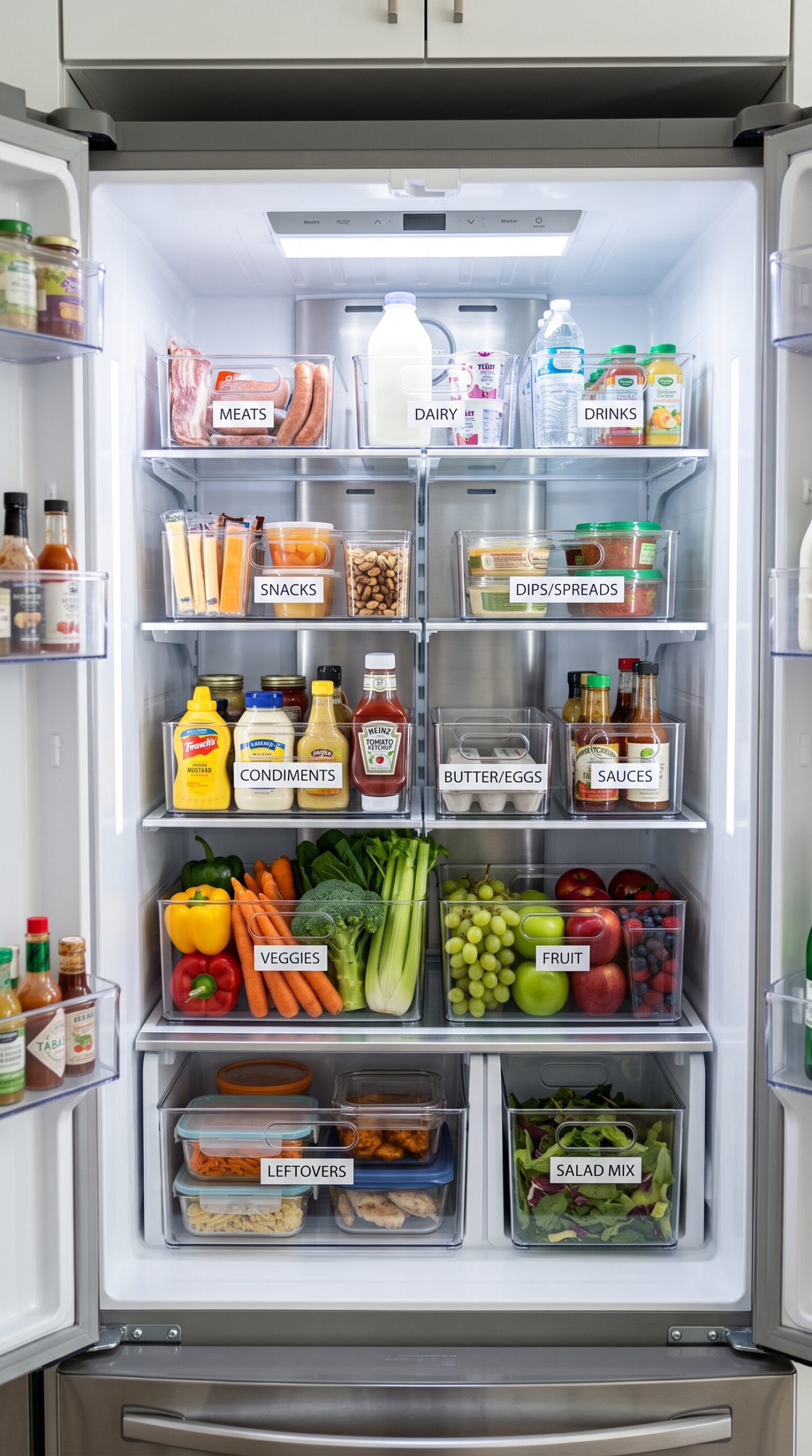 Stackable Refrigerator Organizer Bins Set