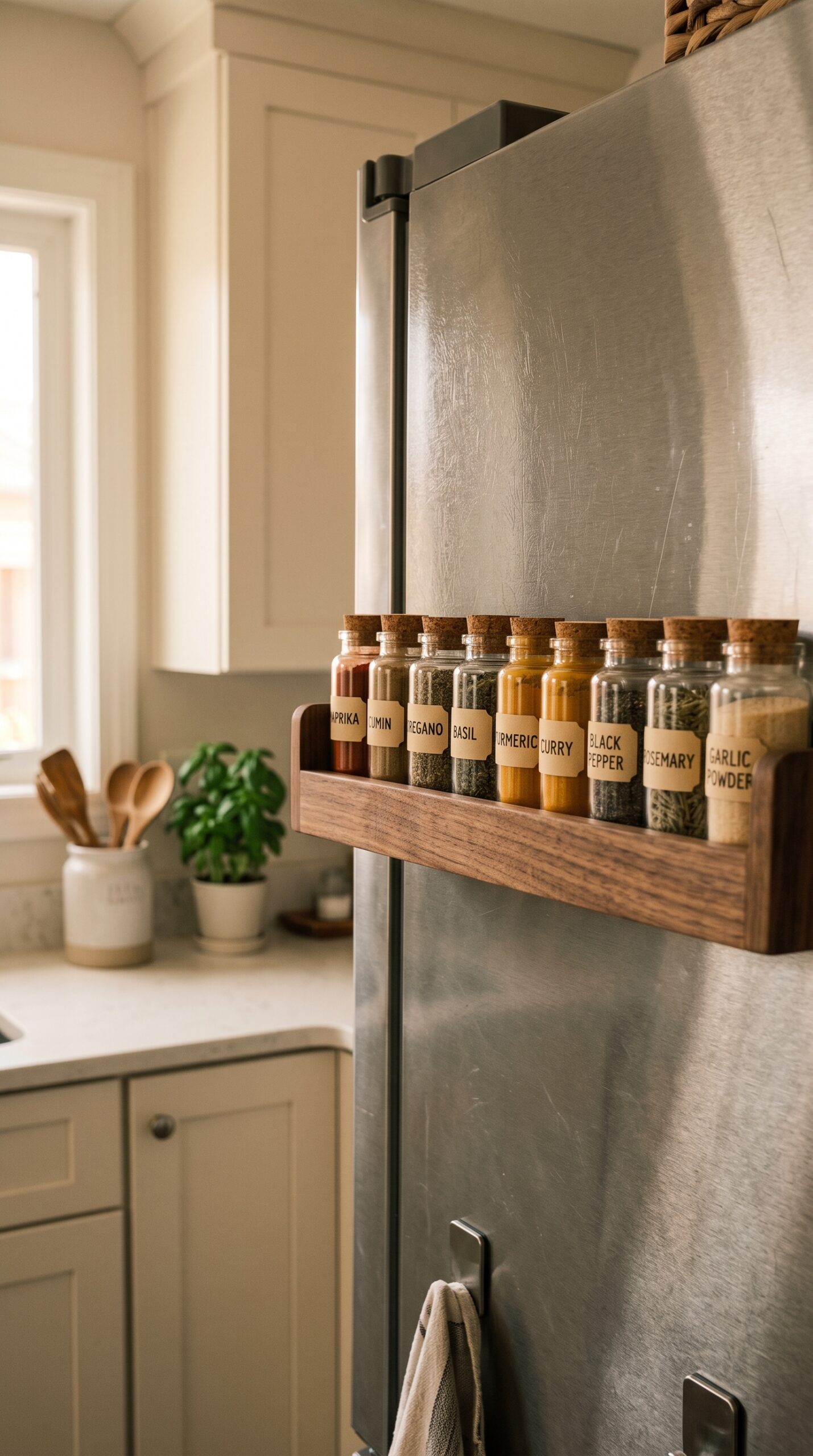 Magnetic Wooden Spice Rack