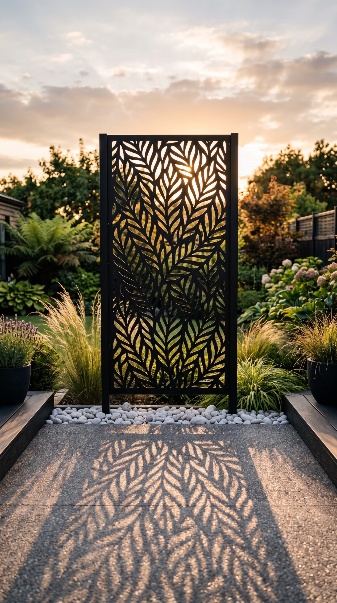 Powder-Coated Steel Laser-Cut Privacy Panel