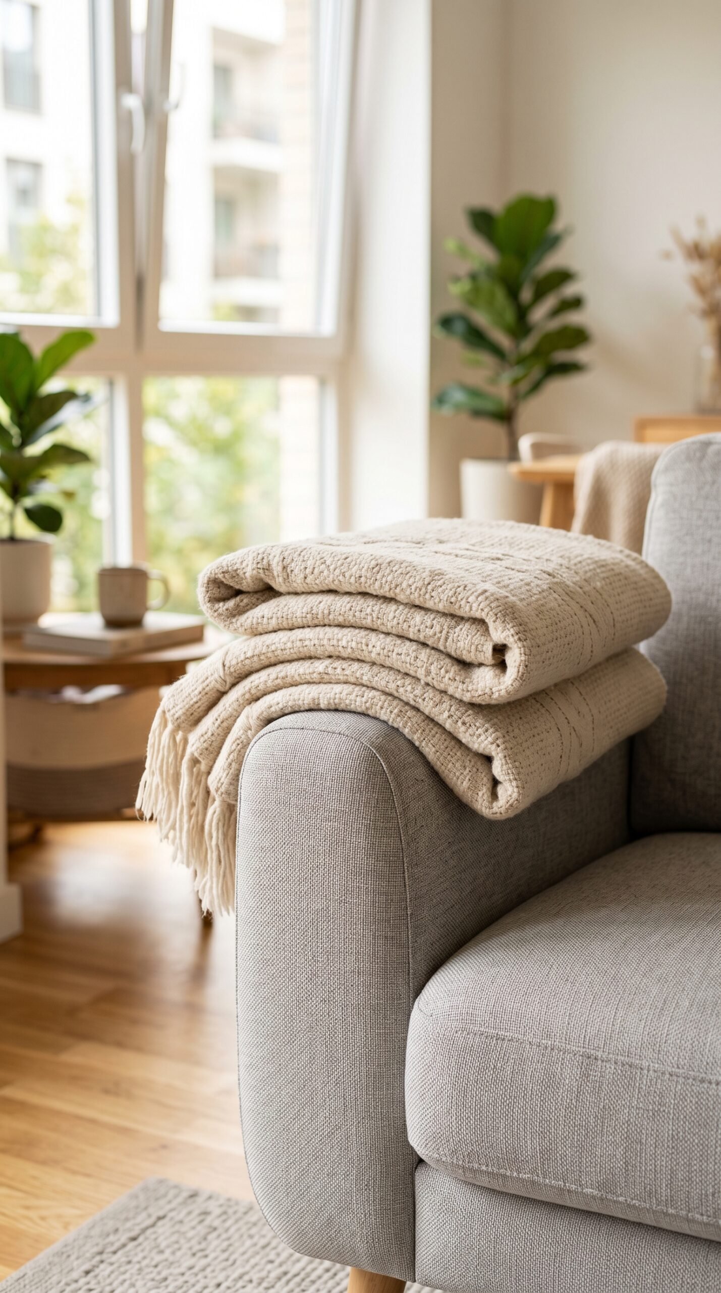 Minimalist Neutral Throw Blanket