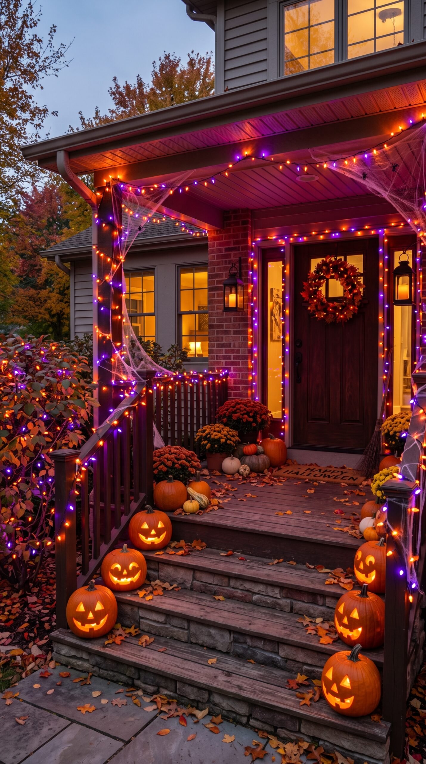 Halloween String Lights with Orange and Purple LEDs