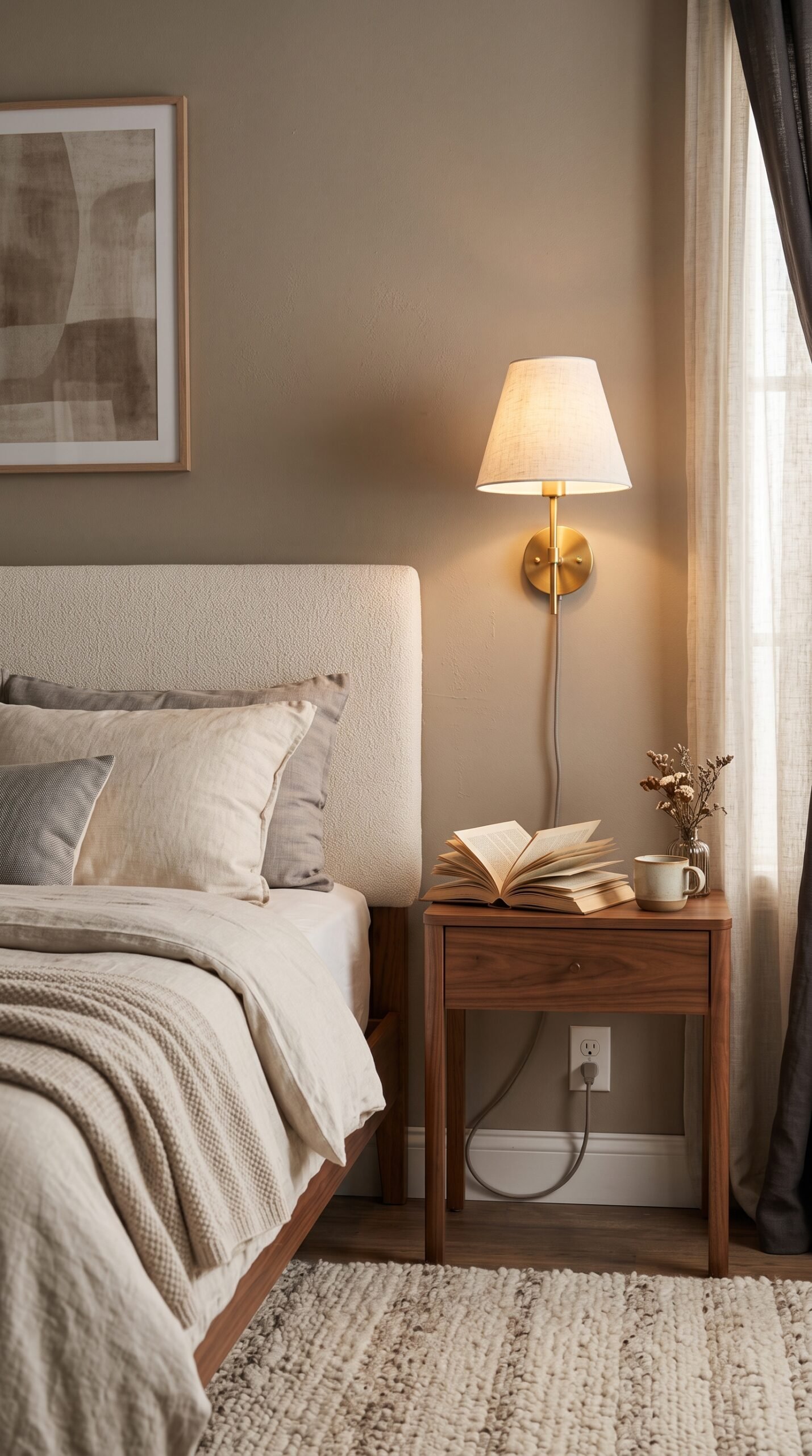 Plug-in Wall Sconce with Fabric Shade