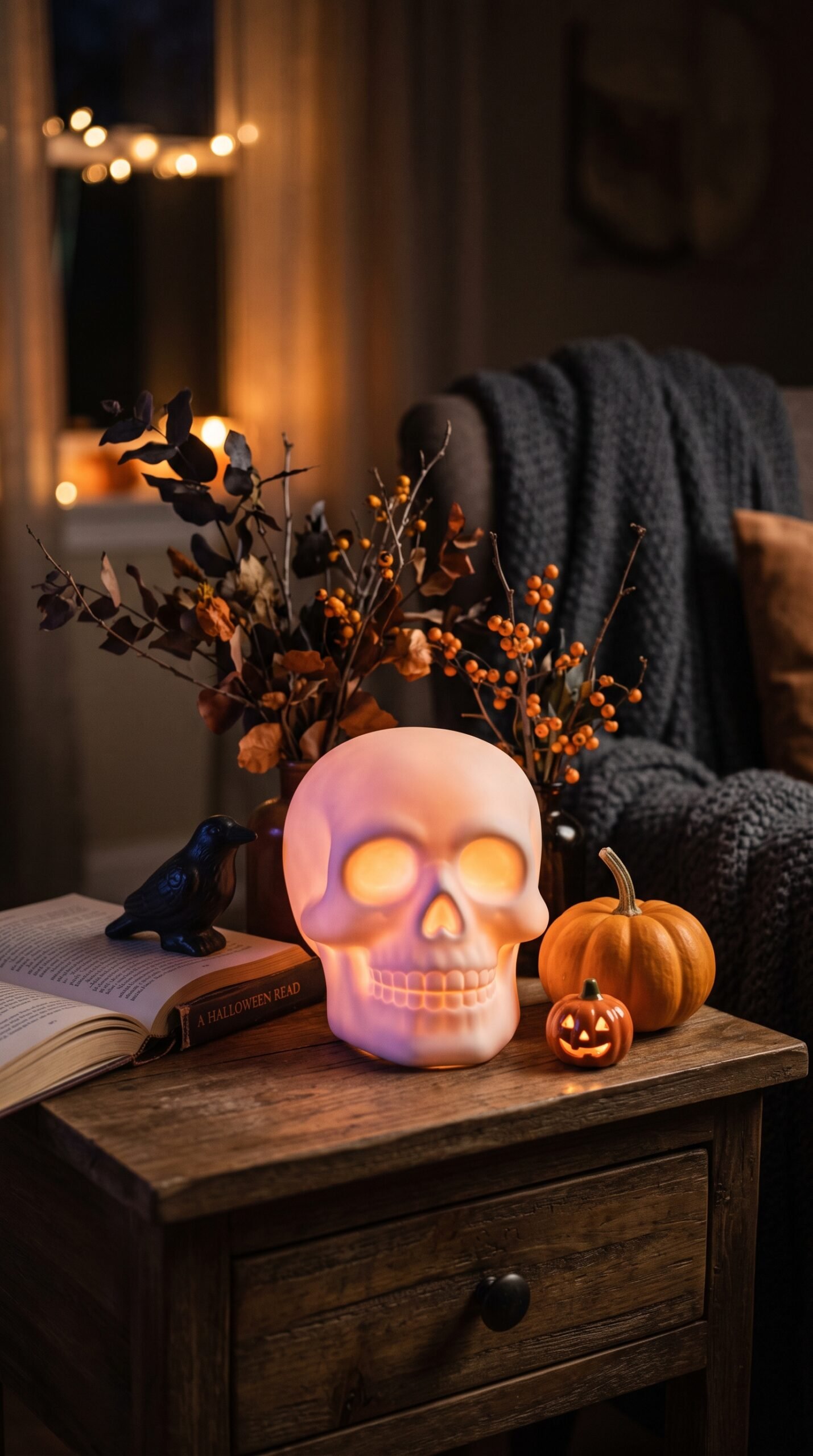 Halloween Skull Night Light Cute Touch Lamp